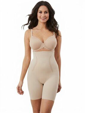 Maidenform NWT High Waist Thigh Slimmer Shapewear Small Tan